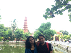 Mr Ankit and wife in Tran Quoc pagoda