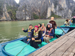 Mr Eddie and group in Halong Bay